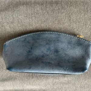 Portland Leather Blue leather Cosmetic Pouch